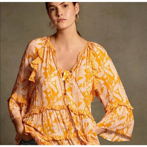 Anthropologie Mia Tiered Printed Tunic Size L - Picture 1 of 9